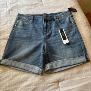 Liverpool Marley Girlfriend Mid Wash Denim Rolled Hem Shorts